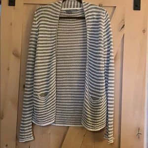 Gorgeous crochet tan and white sweater